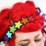 Rainbow Stars Headband, Red..