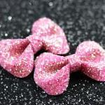 Dark Red Bow Clips, Glitter..