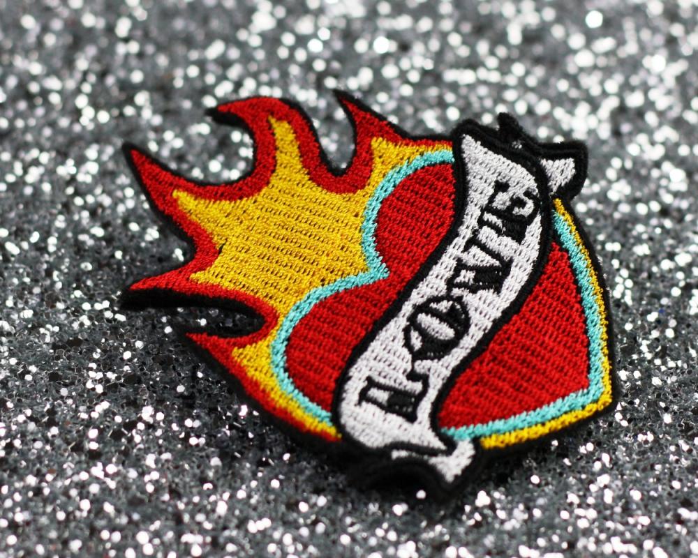 Tattoo Hair Clip, Love Heart Barrette, Red, Yellow, Turquoise and White