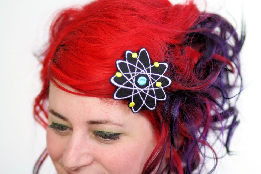 Atom Hair Clip, Boron, Science Geek Barrette, Black