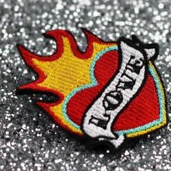 Tattoo Hair Clip, Love Heart Barrette, Red, Yellow, Turquoise and White