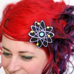Atom Hair Clip, Boron, Science Geek Barrette, Black